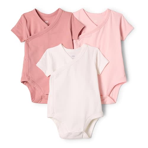 Amazon Essentials x Sofia Grainge Unisex Babies' Side Snap Short Sleeve Bodysuit, Pack of 3