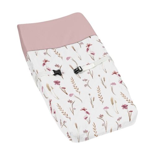 Sweet Jojo Designs Girl Changing Pad Cover Watercolor Floral Garden Rose Pink and Taupe