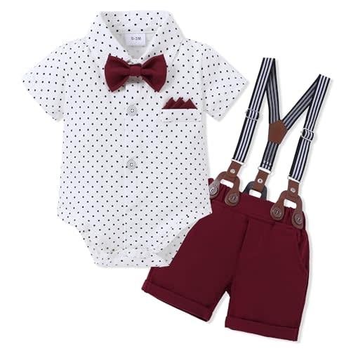 SANMIO Baby Boy Clothes Suits Short Sleeve Top+Bowtie+Suspender Shorts Summer Infant Gentleman Birthday Outfits