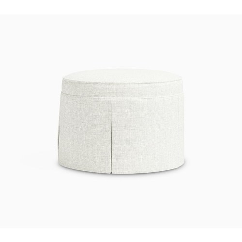 Box Pleat Ottoman Performance Basketweave Slub Ivory