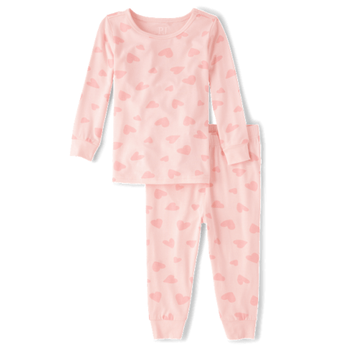 Baby And Toddler Girls Heart Pajamas - Super Soft - Pink