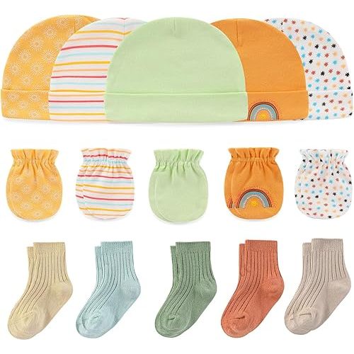 Baby Hats Mittens and Socks Set Cotton Newborn Hat Beanie Soft Infant Girls Boys Caps Gloves 0-6 month