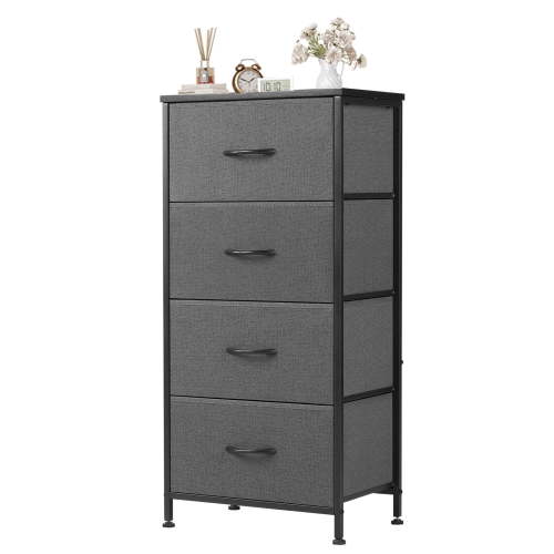 CONCETTA Fabric Dresser Storage Chest with 4 Drawers for Bedroom Closet Linen Hobby Supplies Gray