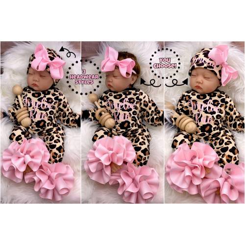 Baby Girl Outfit, Coming Home Outfit, Custom, Handmade Personalized Set, Babyshower Gift, Newborn Clothing, Leopard Inspired, Baby Fashion