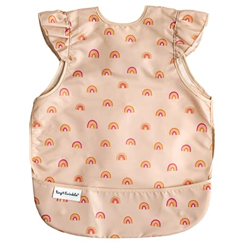 Tiny Twinkle Mess Proof Baby Bib for Girls | Waterproof Toddler Bib for Eating | Baby Apron for Feeding | Machine Washable | Perfect Shower Gift (Boho Rainbow, 6–24M)