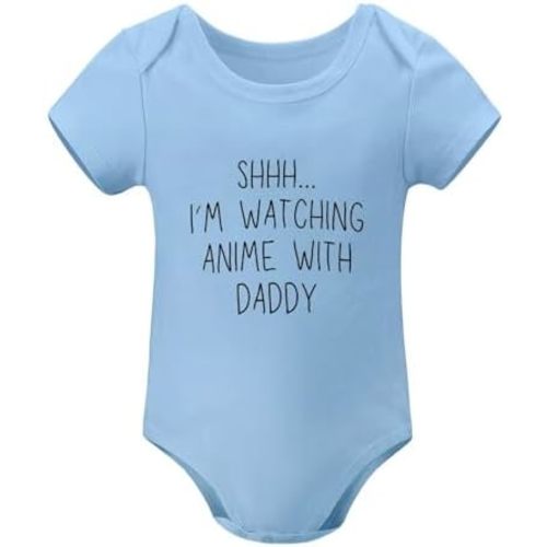 I'm Watch Anime with Daddy Bodysuits for Baby Funny Infant Boy Girl Clothes Newborn Romper