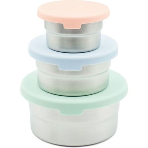 WeeSprout Stainless Steel Food Storage Containers, Leakproof Silicone Lids, BPA-Free - Set of 3 (Pastel Blue/Coral/Mint)