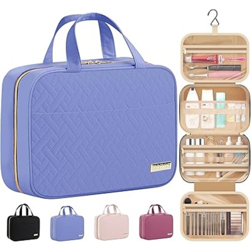 HOTOR Travel Toiletry Bag - Hanging Toiletry Bag for Women & Men, Makeup Bag/Big Comparment, Waterproof for Travel Accessories, Travel Essentials, Large, Aegean-Blue
