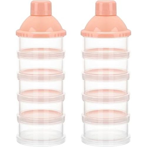 Accmor Formula Dispenser On The Go, 5 Compartments Stackable Formula Container for Travel, Baby Milk Powder Kids Snack Container, BPA Free