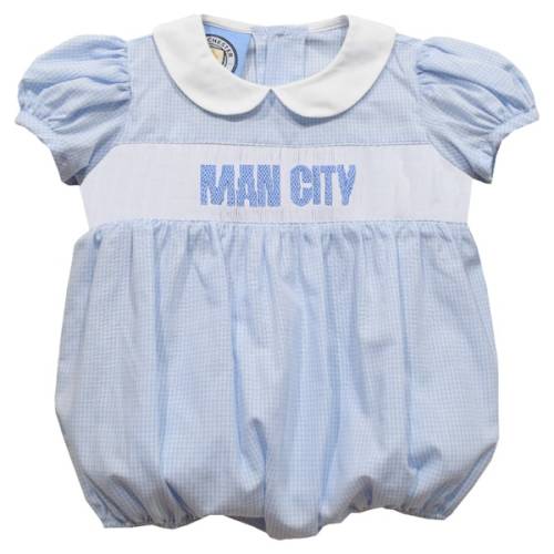 Manchester City Vive La Fete Girl's Infant Mini Check Smocked Bubble Dress - Sky Blue