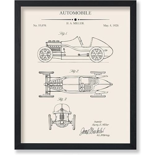 Poster Master Vintage Car Blueprint Poster - Automobile Patent Print - Race Car Art - Racing & Vehicle Design - Car Enthusiast Print - Transportation Decor - Garage Wall Decor - 18x24 UNFRAMED