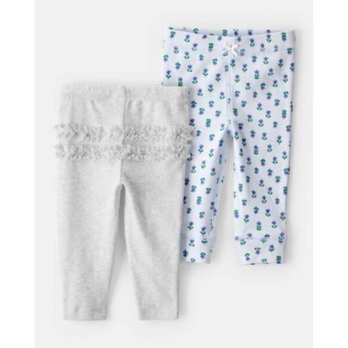 Baby 2-Pack Floral Pull-On Pants - Grey/Blue - Carter's | Carter's