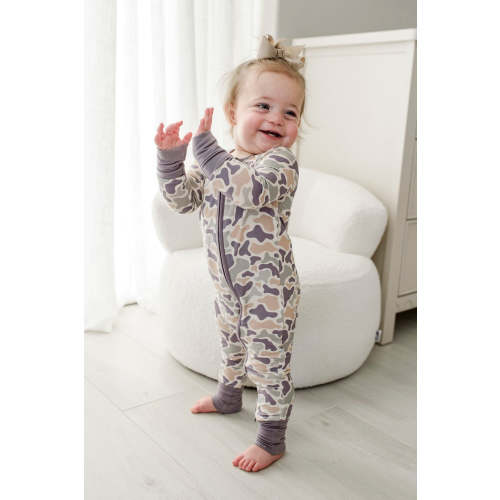 Convertible Zip Romper in Camo Cutie | Caden Lane