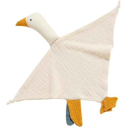 Cotton Security Blanket for Baby Boys and Girls,Cream Goose Soft Baby Loveys Muslin Cotton Blanket, Breathable Security Blanket Great