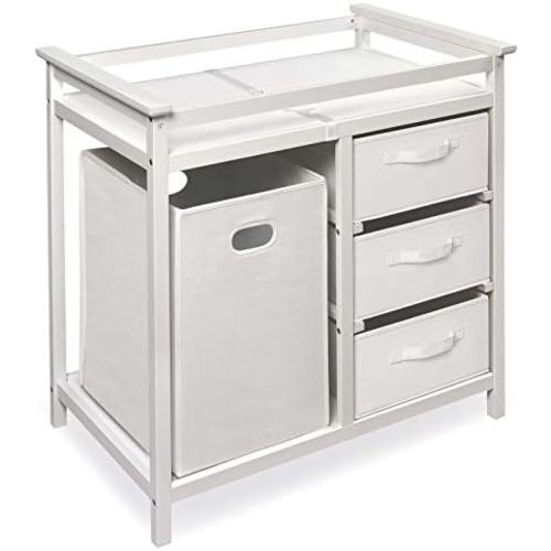 Badger Basket Baby Changing Table with Laundry Hamper & Storage - White