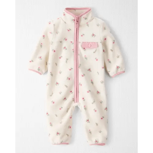 Baby Girl Recycled Microfleece Jumpsuit in Radiant Rose Print - Little Planet | Carter's