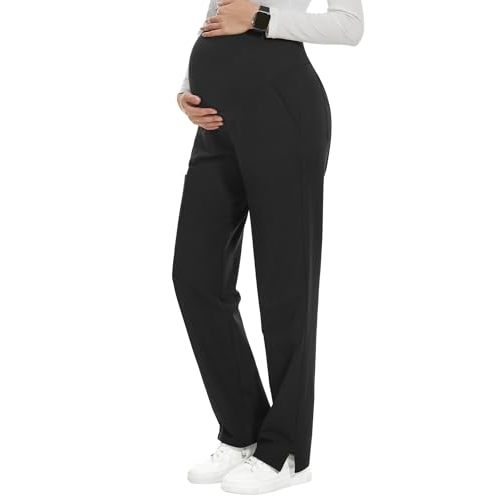 POSHGLAM Women's Maternity Scrubs Pant Workwear Casual Cargo Trousers Pregnancy Pants, S-XXL