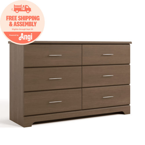 Storkcraft Brookside 6 Drawer Nursery Double Dresser, Hazelnut