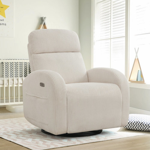 Ebern Designs Delba Fabric Swivel Rocker Power Recliner, 270° Swivel Nursery Glider Recliner with USB & Type-C Port & Reviews | Wayfair