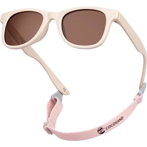 COCOSAND Kids Sunglasses with Strap Polarized Flexible Frame Soft Silicone Nose Pads for Toddler Boys Girls Ages 2-6
