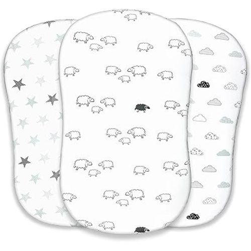 VOLHA&CO Bassinet Fitted Sheets for Halo Bassinest Swivel Sleeper - 100% Cotton Jersey Knit 3-Pack