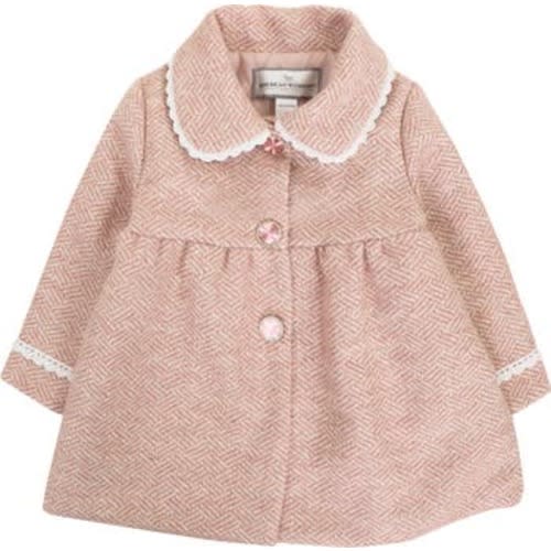 Faux Wool Tweed Scallop Trim Jewel Coat, 12M