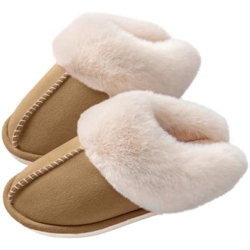 Women's House Slippers Memory Foam Fluffy Soft Slippers, Slip on Winter Warm Shoes for Women
