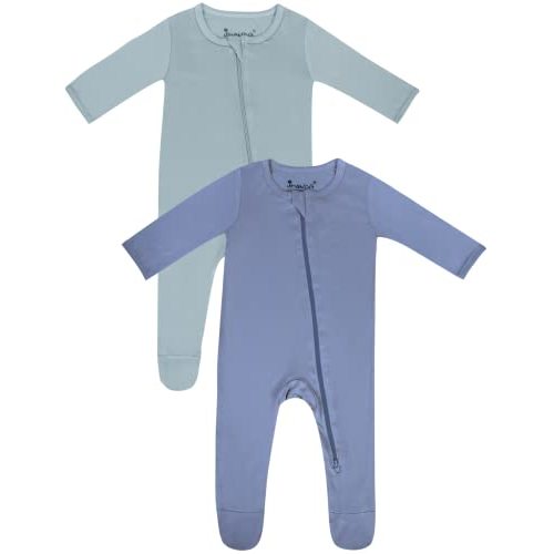 Jimonda Bamboo Baby Pajamas,Unisex Boys Girls One-Piece Footies,Long Sleeve Sleepers 2-Way Zip closure Romper