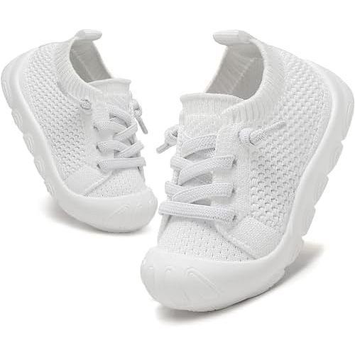 Toddler Baby Girls Boys Shoes Toddler Walking Sneakers Kids Barefoot Slip on Tennis Infant Shoes Lightweight Breathable for First Babies