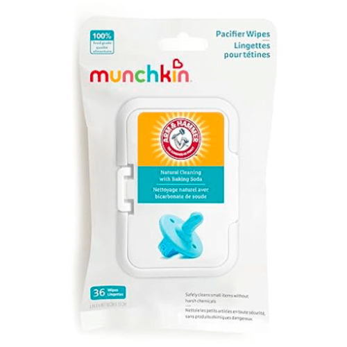 Munchkin Arm & Hammer Pacifier Wipes - Safely Cleans Breast Pump Parts and Feeding Essentials for Baby and Toddler, 1 Pack, 36 Wipes