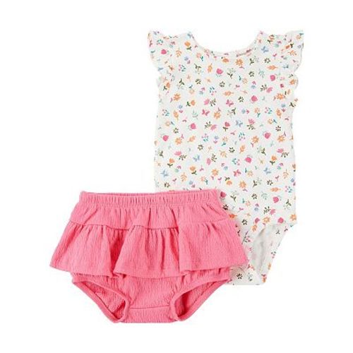 Baby Girl Carter's 2-Piece Floral Bodysuit & Diaper Short Set