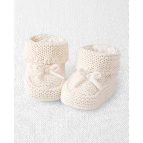 Baby Organic Cotton Crochet Booties in Cream