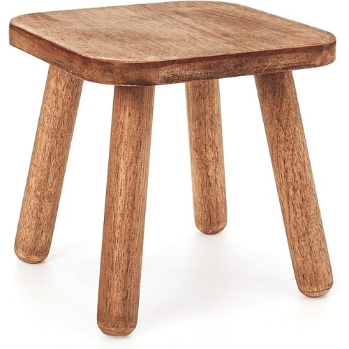 9 Inch Small Wooden Step Stool, Non-Slip One Step Stool for Adults, Holds up to 300 Lbs, Portable & Sturdy, Footstool for Bedroom, Bathroom, Kitchen, Easy to Assemble