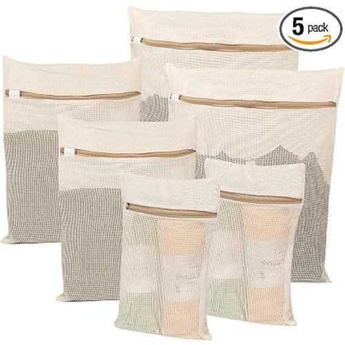 6-Piece Bag, Durable Cotton Mesh Laundry Bag, Sturdy Zipper, Breathable Mesh, Exquisite Laundry Bag for Underwear, Clothes, Pants, Shoes and Socks