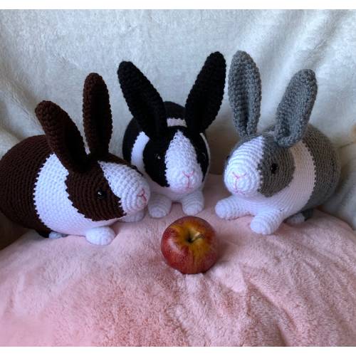 Crochet Dutch Bunny, Huggable Plush Rabbit, Handmade Toy