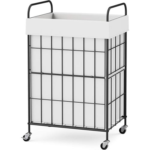 Laundry Hamper with Wheels, 90L Laundry Basket with Handle, Laundry Sorter with Removable Liner Bag