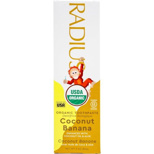 Radius USDA Kids Organic Toothpaste, Coconut Banana, 3 Oz (Pack of 1)