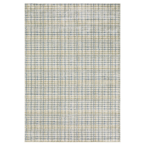 Bungalow Rose Genesis Distressed Plaid Blue/Green Area Rug & Reviews | Wayfair