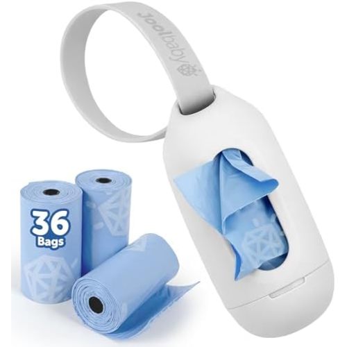 Jool Baby Disposable Diaper Bag Dispenser (Gray) + 3 Refill Rolls (Lavender-Scented) - Attaches to Stroller or Diaper Bag for On-the-Go Convenience