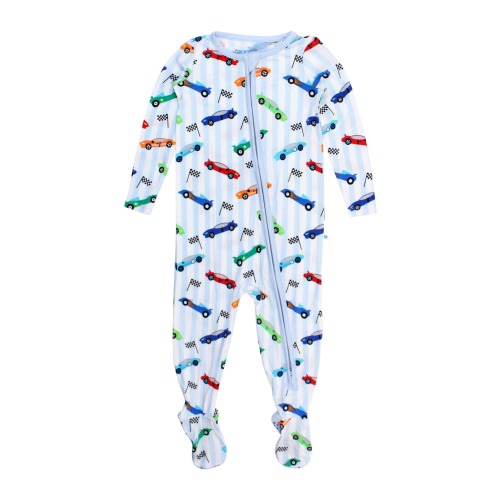 Bamboo Let's Roll Race Cars Footie Sleeper