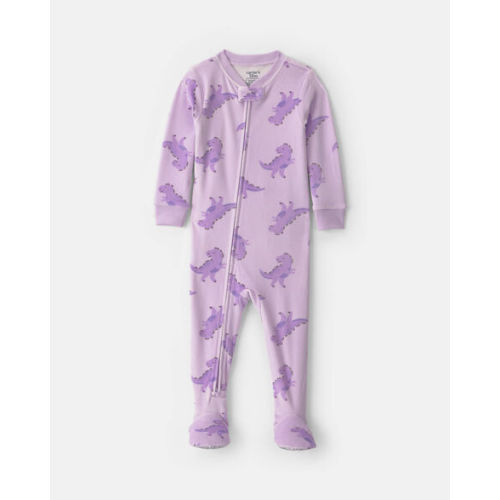 Baby Girl 1-Piece Dino 2-Way Zip DreamPlush Snug Fit Footed Pajama - Purple | Carter's