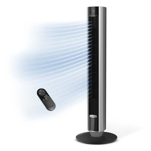 Lasko 40” WhisperForce DC Technology 12-Speed Tower Fan, 29 ft/s Airflow, Remote, Black, TDC401