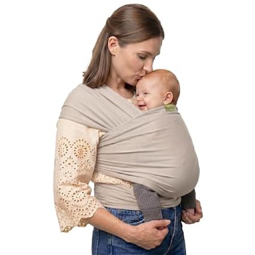 Boba Baby Wrap Carrier - Stretch Cotton Newborn Sling, Grey | Breathable, Hands-Free Babywearing Carrier Wrap; ergonomic, secure hold for newborn to toddler 7-35 lbs.