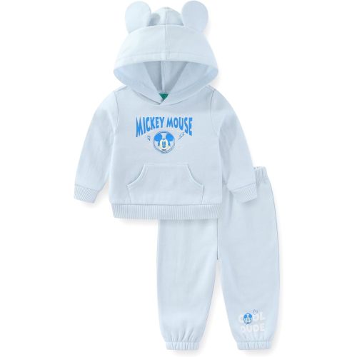 Disney Mickey Mouse Baby Boys Hoodie with Ears and Pants 2 Piece Set for Newborn and Infant