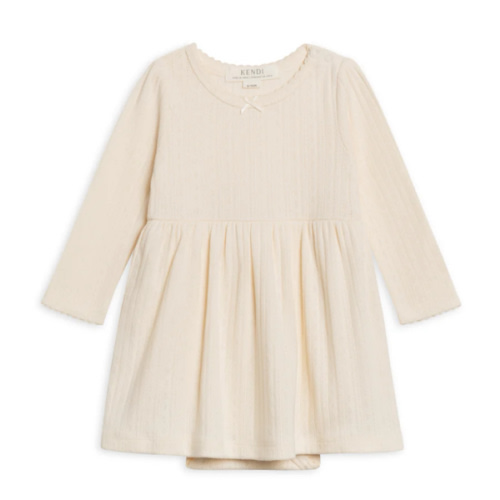 Willa Brushed Back Pointelle Long Sleeve Bodysuit Dress