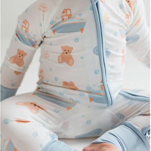 Blue Bath Time Zipper Romper – In My Jammers
