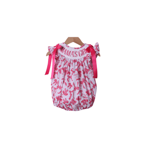 Smocked Mama's Girl Pink Bow Bubble