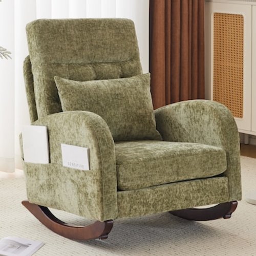Outopee 27.47-in W Casual Green Chenille Rocking Armchair in the Chairs department at Lowes.com