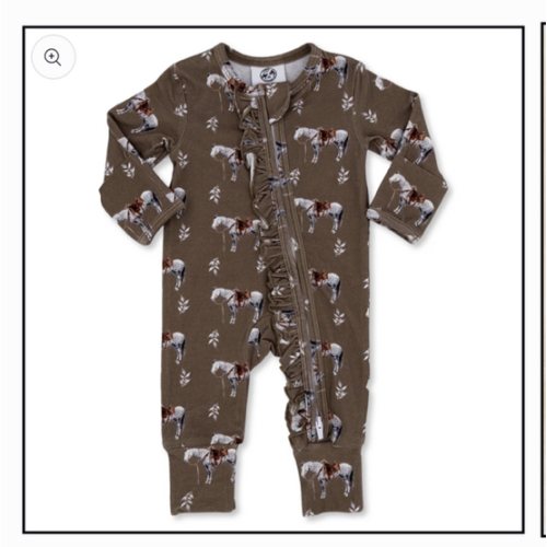 Almond Ranch Horse -Ruffled- Folding Feet Jammies – Cowkid Clothing Company