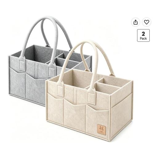 Amazon.com : HIPHOP PANDA 2-Pack Diaper Caddy Organizer - Newborn Essentials Baby Registry Must Haves - Sturdy Nursery Storage Bin & Portable Car Caddy for Diapers & Wipes - Grey/Oatmeal Gift Set : Baby